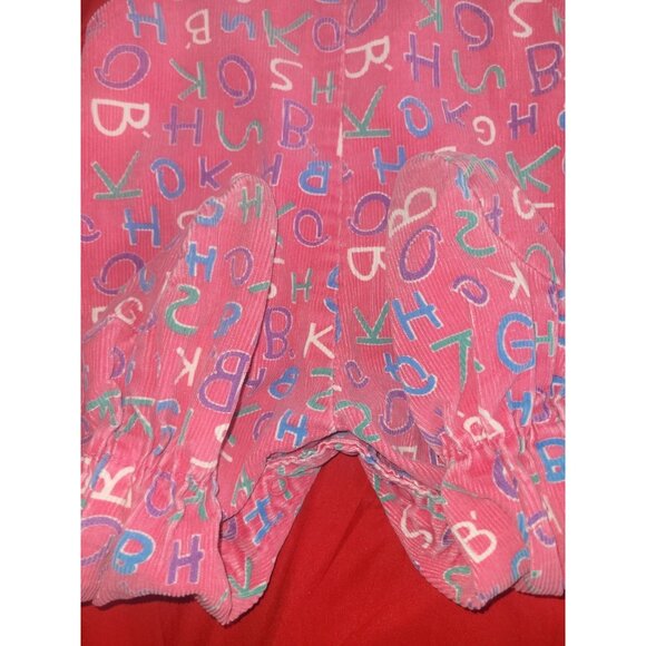 Vintage 90s OshKosh Alphabet AOP Overalls Pink Footed 6-9 Months Vestbak USA - Picture 5 of 11